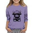 thumbnail image 1 of COM1950s Chemises pour Filles, Mode Enfants Femme Col Rond T-Shirt Imprimé Manches 3/4 Blouse, 1 of 8