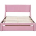 thumbnail image 4 of Queen Size Storage Bed Frame Velvet Upholstered Platform Bed with a Big Drawer, Upholstered Bed Frame with Strong Wooden Slats, No Box Spring Needed, Easy Assembly, 4 of 9