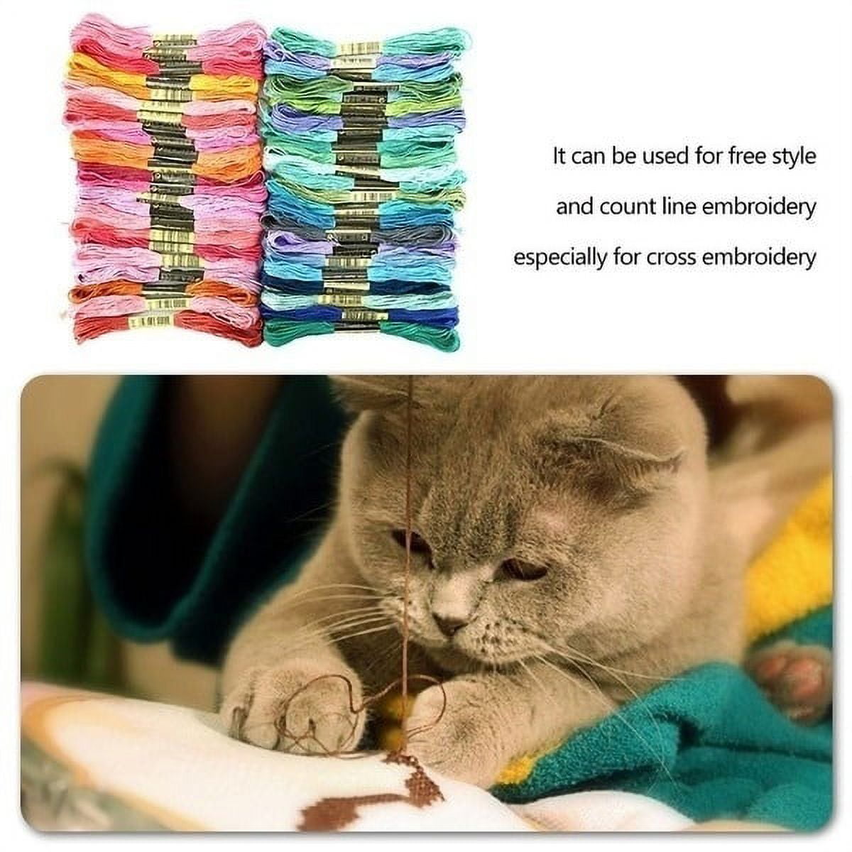 Dznils 447PCS Cotton Cross Floss Stitch Thread Embroidery Sewing Skeins Multi Colors Premium Rainbow Color Bracelet Yarn Craft Set