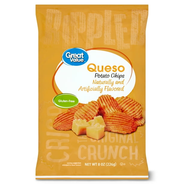 Great Value Queso Potato Chips, 8 oz