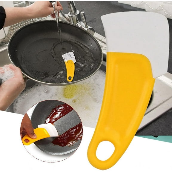 Usbinx Life Flexible Kitchen Scraper Heavy Duty Heat Resistant Plastic Pan Scraper 15x6.5cm Non-Scratch Cookware Cleaner