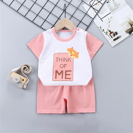 

WHLBF Toddler Kids Baby Boys Girls Cute Cartoon Print Casual Suit Pink 3-4Years(3-4Years)