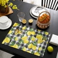 thumbnail image 3 of Yellow Lemons Placemats Set of 4, Summer Fruits Leaves Black White Buffalo Plaid Placemats for Dining Table, Place Mats for Kitchen Tabletop, Waterproof Wipeable Dining Table Mats Set, 3 of 9