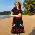 thumbnail image 4 of Naloa Happy Halloween2 Print Womens Summer A-Line Dress with Pockets,Short Sleeve Dresses,Flowy Beach Swing Dress for Vacation Travel, 4 of 6