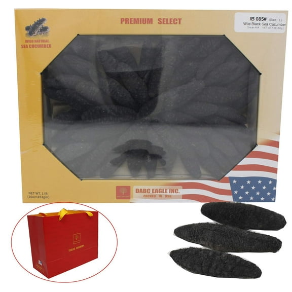 DOL 禮盒大包裝 Sun Dried Sea Cucumber,Wild Caught Deep Sea Glaciers,All Natural Nutritious,天然淡乾冰川野生海參 35~50pcs 16oz. (453g.)