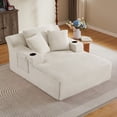 thumbnail image 3 of Leumius Oversized Chaise Lounge Chair Indoor,Cloud Plush Corduroy Upholstered Sofa Bed with Cupholders,Deep Seat Boneless Sofa with Pillows for Living Room Bedroom, No Assembly Required,White, 3 of 9
