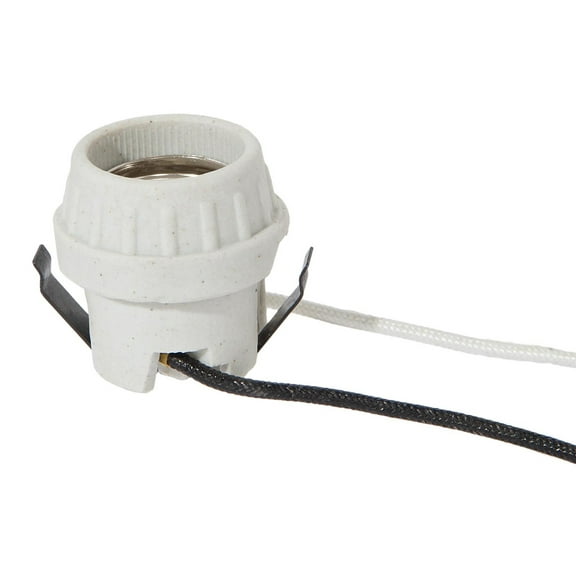 B&P Lamp Medium Base Snap-In Porcelain Socket with 9-1/2 Inch Long Wire Leads