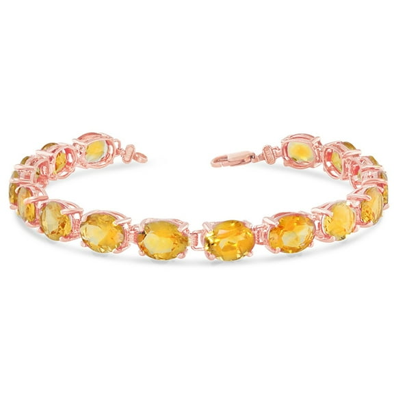 Oval Genuine Citrine (8 X 6) Tennis Bracelet In Rose Gold