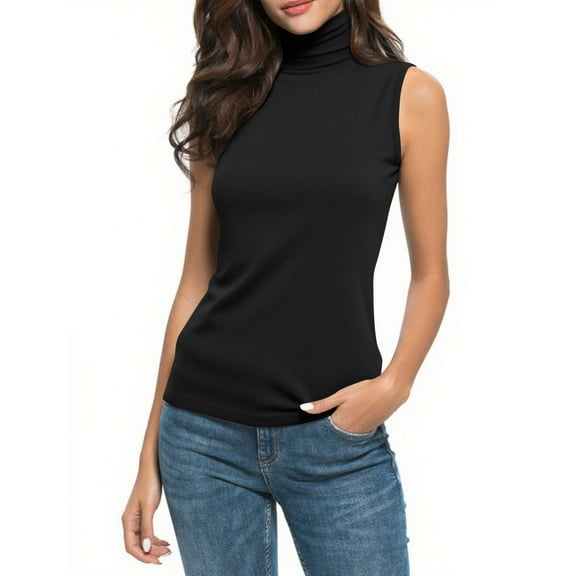 purcolt Womens Mock Turtleneck Base Shirts Solid Color Sleeveless Stretch Fitted Underscrubs Layer Tank Tee Tops