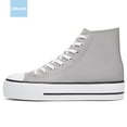 thumbnail image 2 of Zapatos de lona con plataforma alta para mujer, cómodas zapatillas de lona con plataforma alta a la moda para mujer, lindas zapatillas de lona de media pantorrilla., 2 of 5