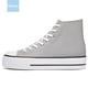 thumbnail image 2 of Zapatos de lona con plataforma alta para mujer, cómodas zapatillas de lona con plataforma alta a la moda para mujer, lindas zapatillas de lona de media pantorrilla., 2 of 5