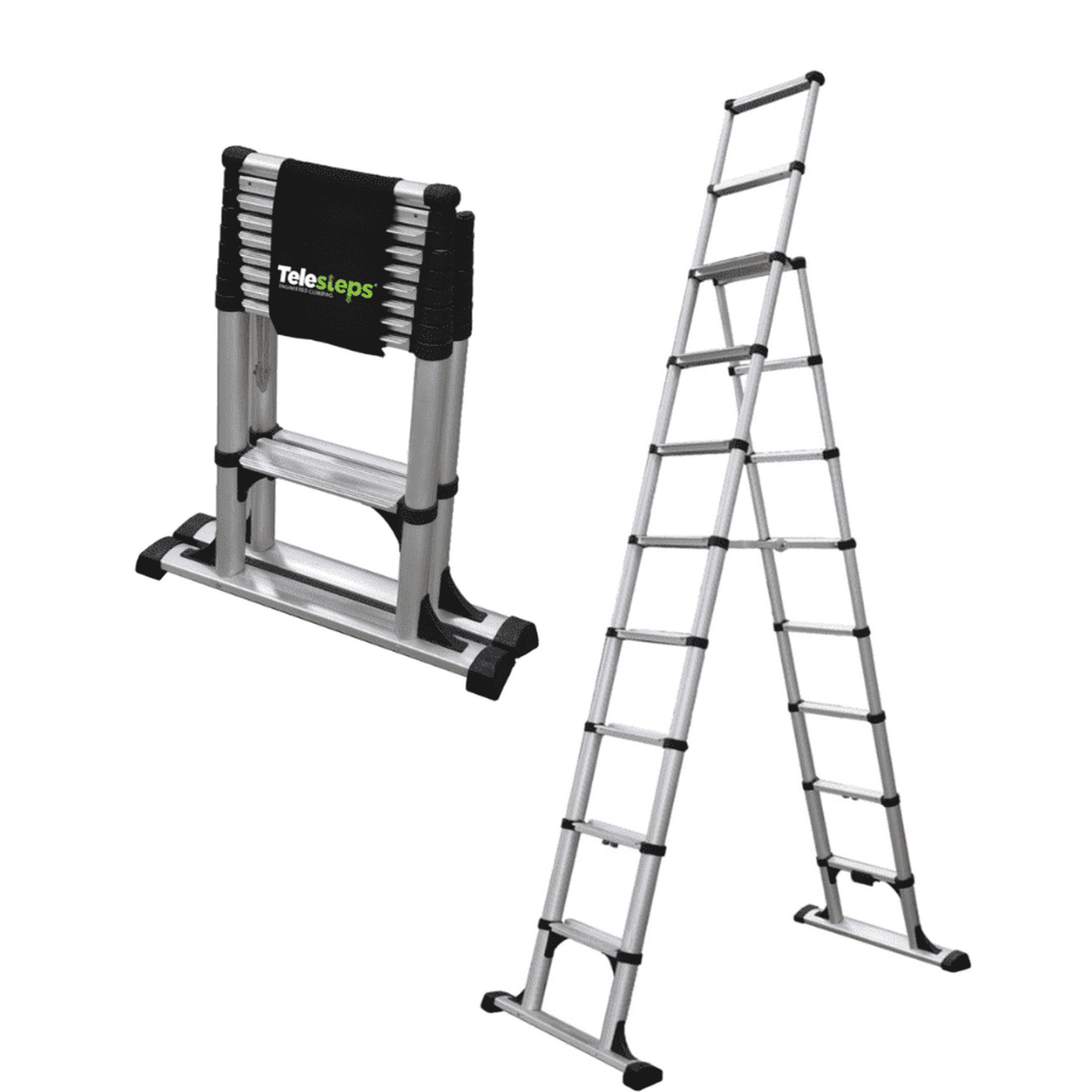 Telesteps 14ES 10 ft Aluminum Telescoping A-frame Step Ladder, 14 ft Reach, 375 lb Type 1AA
