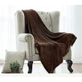 thumbnail image 5 of Single Solid Color Hypoallergenic 60”L x 50”W Fleece Throw Blanket for Fall, Winter, Spring, Summer, Men, Women, Children & Pets in Brown, 5 of 7