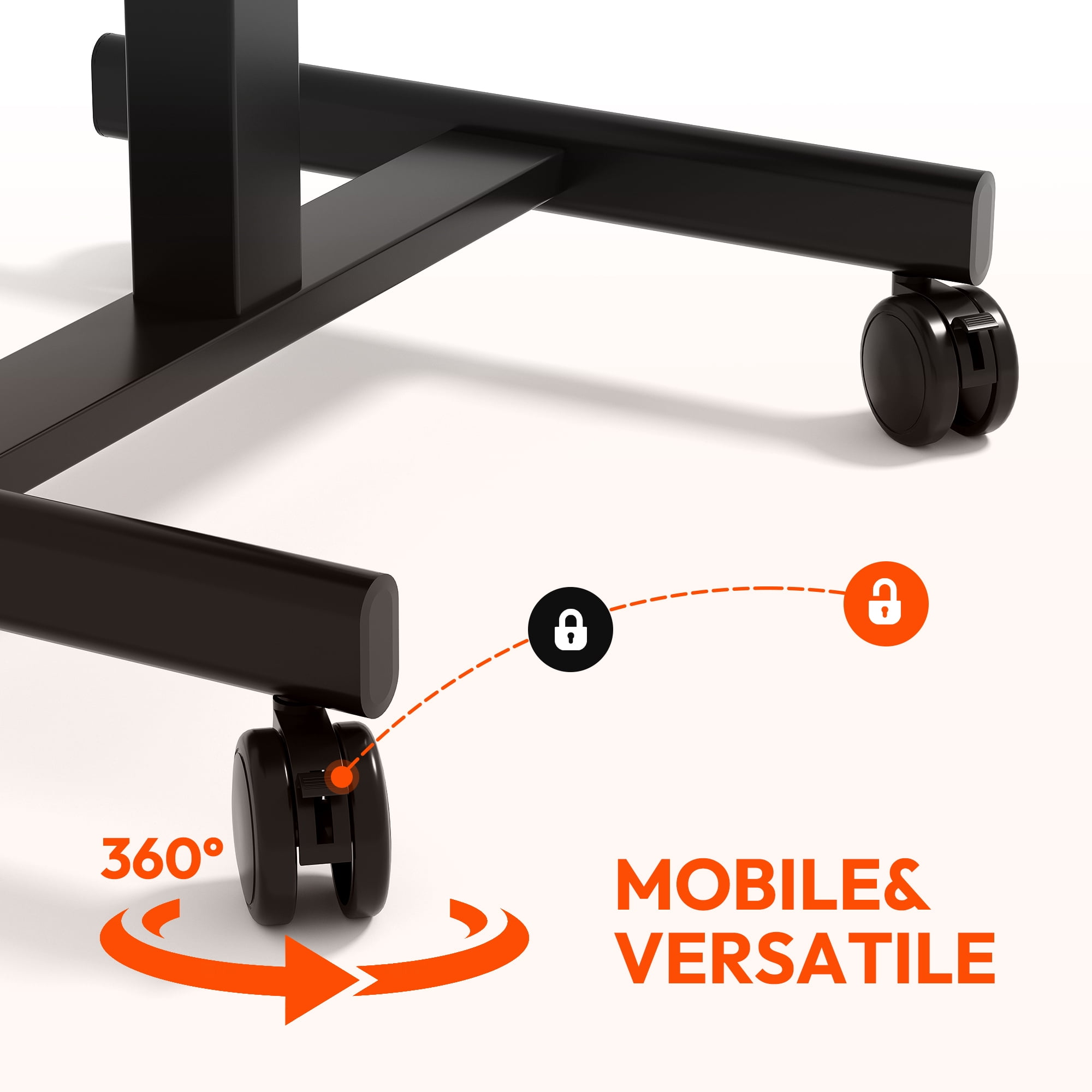 26"×19" Carbon Fiber Mobile Height Adjustable Desk, Gas Spring Sit-Stand Mini Desk with Lockable Casters & Headphone Hook, H-Shape Steel Base