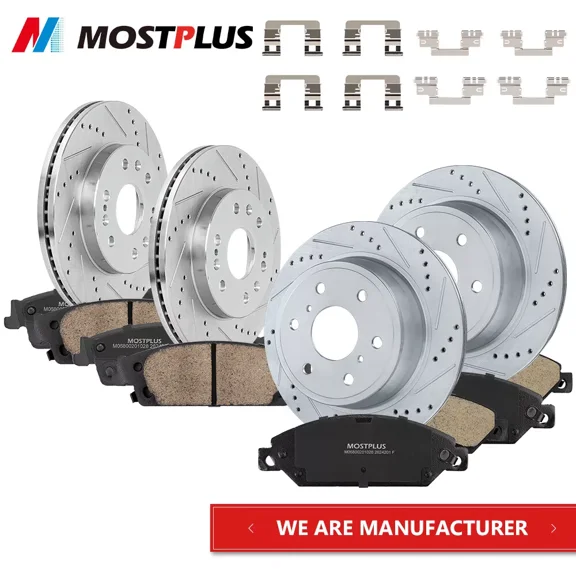 MOSTPLUS Front & Rear Disc Rotors Brake Pads for 2014-2018 Chevy Silverado GMC Sierra 1500
