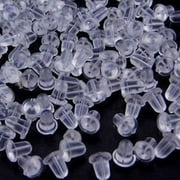 TONAIN 100Pcs Clear Soft Earring Hook Bullet Stopper Earnut Rubber Back Clear Soft