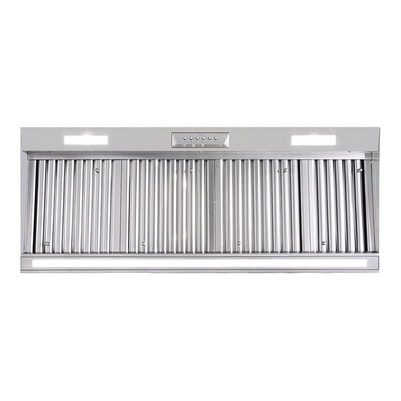 Akicon Range Hood 48 Inch, 1200 CFM Stainless Steel Range Hood Insert with 4 Speed Control, 2-LED Lights & Nightlight, Baffle Filters