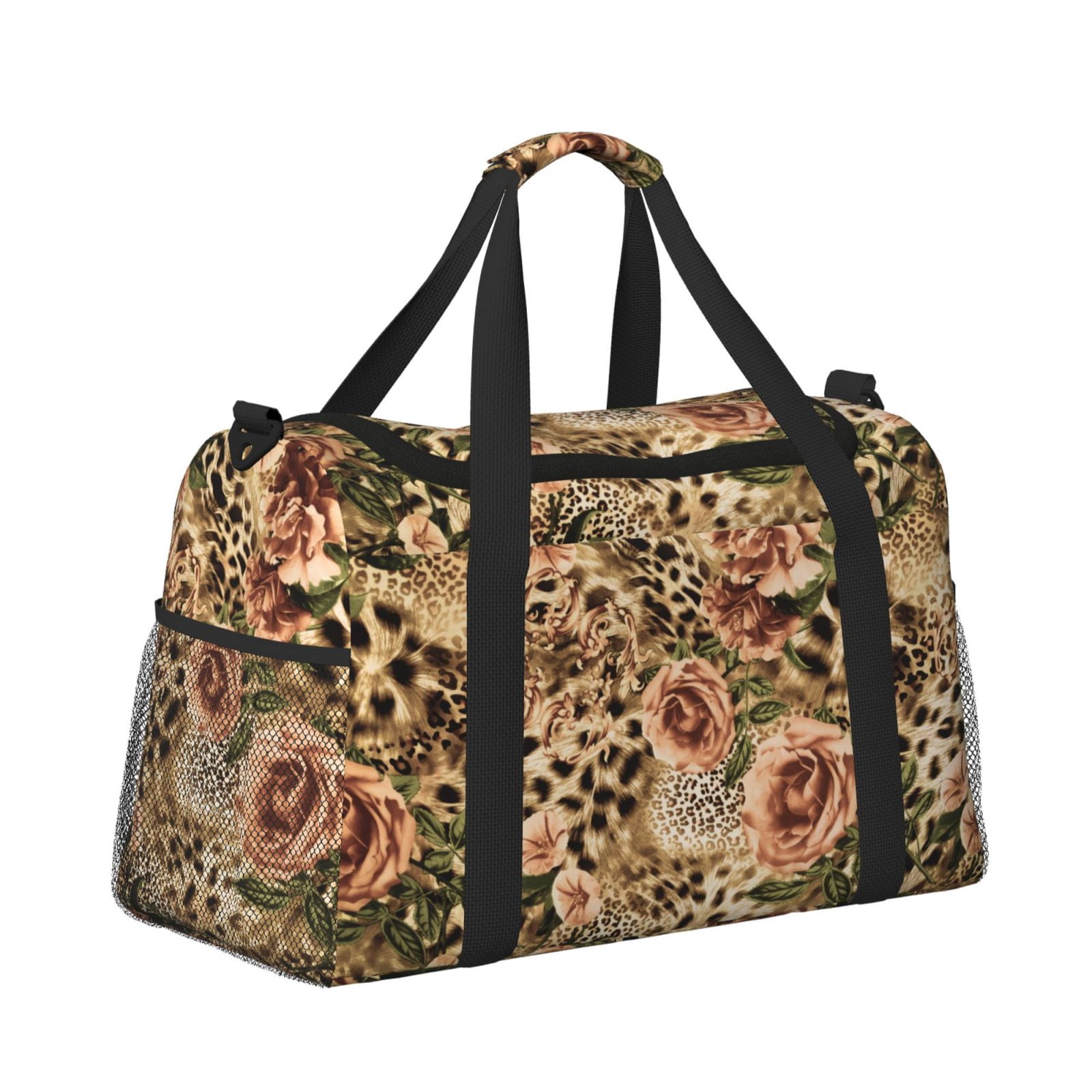 Fuzoiu Animal Leopard Print Travel Duffle Bag,Carry On Tote Bags,Duffel Bag,Sport Gym Bag, Hospital Bag for Labor and Delivery, Overnight Bag,Luggage Bag