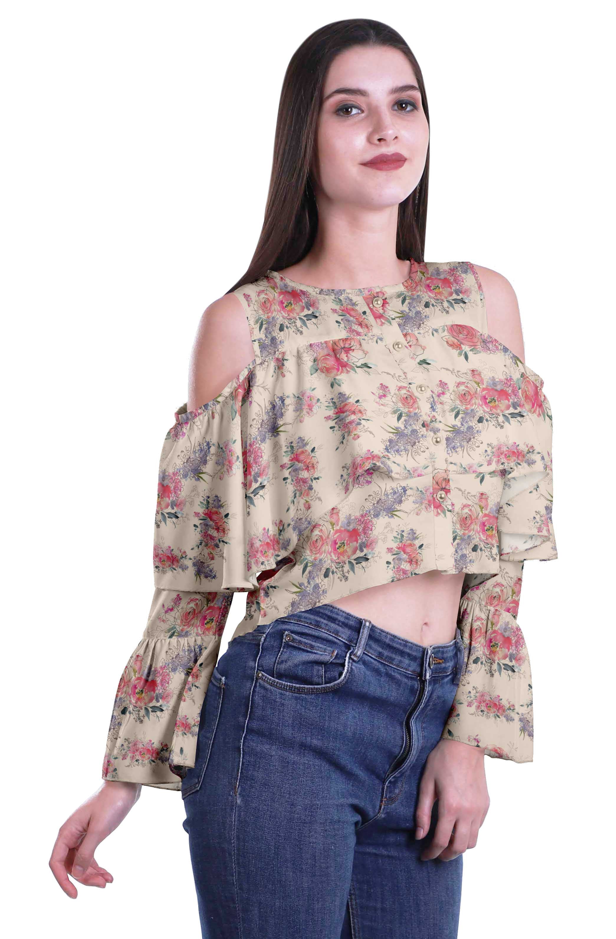 Printed Ladies Tops Blouses Women 
