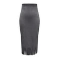 thumbnail image 3 of LWavelet Faux Suede Fringe Midi Skirt Women Western Style Fall Casual Stylish Versatile Bottoms Dark Gray S, 3 of 4