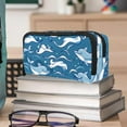 thumbnail image 6 of MUOOUM Pencil Case, Dolphin Blue Wave Pattern Large Capacity Pencil Pouch Stationery Pen Bag, 6 of 7