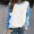 thumbnail image 2 of KIHOUT Printemps Hiver Hauts pour Femmes Mode Manches Longues Col Rond Blouse à Blocs de Couleur Unie Chandail Décontracté, 2 of 6