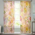 thumbnail image 3 of Spring Floral Semi Sheer Curtains 72 Inch Length 2 Panels Set, Watercolor Elegant Summer Flowers Botanical Sheer Kitchen Curtain Privacy Voile Window Curtain for Living Room Bedroom Rod Pocket Drapes, 3 of 7