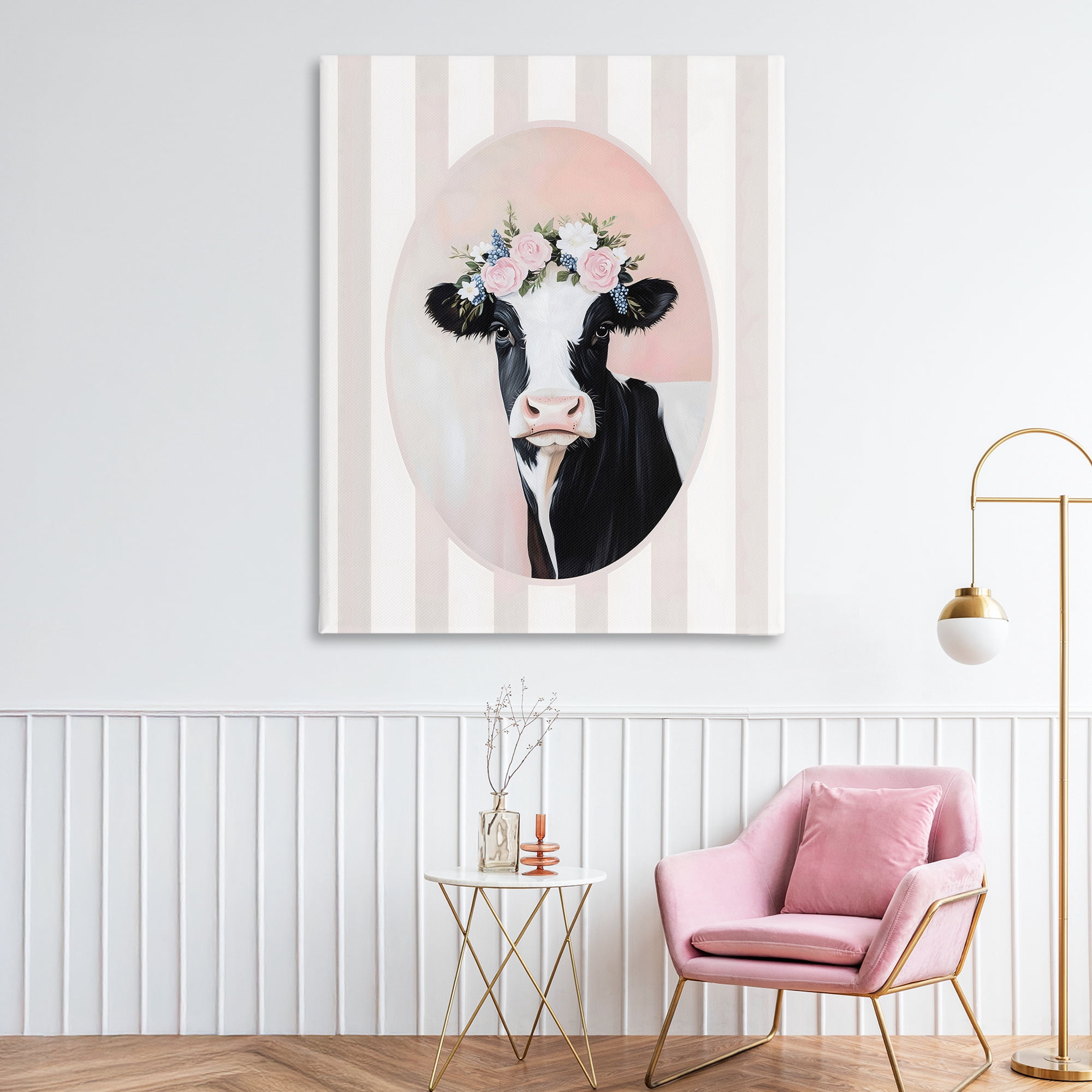 Stupell Industries Soft Cow with Floral Crown Canvas Wall Art, design by Arlington Prints