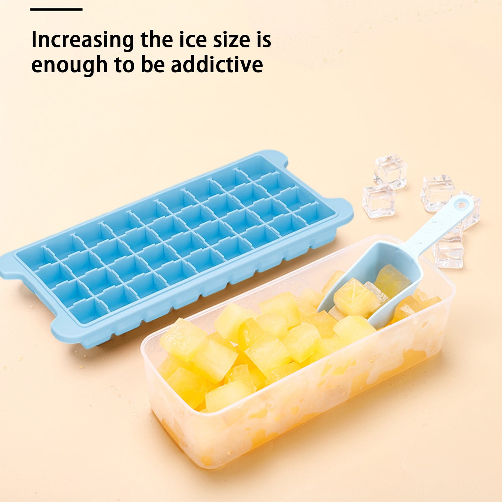 JilgTeok 4 Packs 36-Ice Block Tray with Lid, Large Capacity Easy Press Ice Cube Maker for Freezer, BPA Free Plastic Ice Mold for Whiskey Cocktails Coffee, Dishwasher Safe