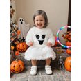 thumbnail image 6 of RUINIXCW Kids Girl Halloween Outfit Smiling Eyelashes Embroidery Long Sleeves Plush Sweatshirt and Mini Skirt 2 Pcs Set, 6 of 7
