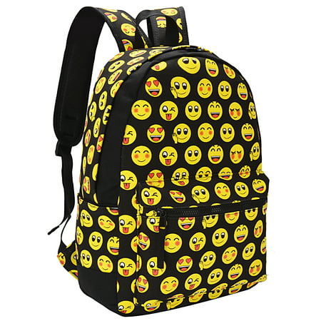 Cute Emoji Backpack, Coofit Expression Canvas Book Bag Durable Double ...