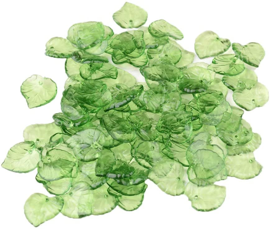 100Pcs/Lot Transparent Green Acrylic Leaf Charms Pendants DIY Jewelry FinY IH 