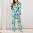 thumbnail image 2 of Honeii Sea Life print Women's Pajama Sets Long Sleeve Button Down Sleepwear Nightwear Soft Pjs Lounge Sets-Large, 2 of 7