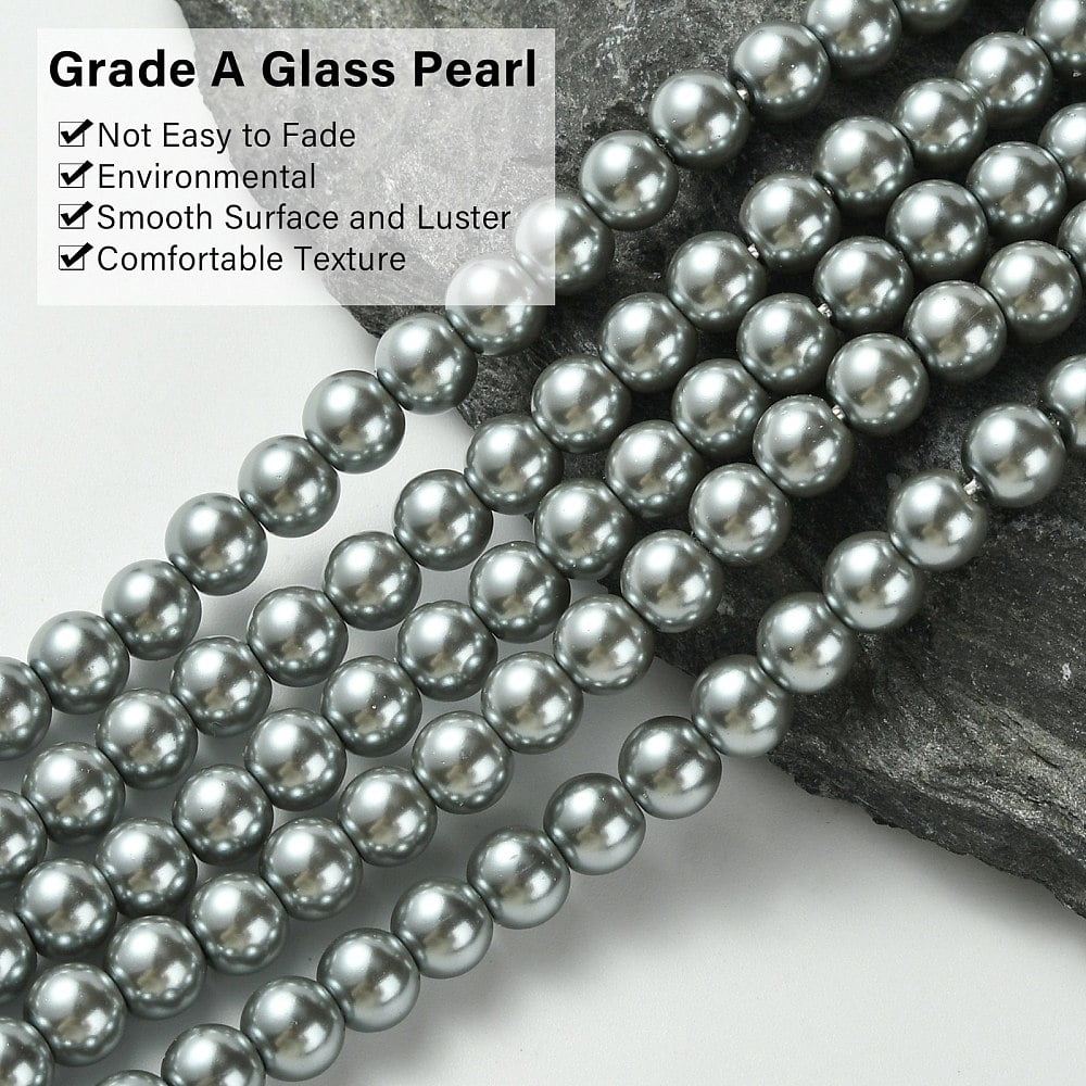 Eco-Friendly Dyed Glass Pearl Beads Strands Grade A Round Cotton Cord Threaded Slate Gray 6mm Hole: 1.2~1.5mm about 70pcs/strand 15.7 inch