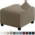 thumbnail image 1 of Dosaele 3 Sizes Square Jacquard Durable Customized Stretch Footrest Ottoman Cover Folding Storage Stool Furniture Protector Slipcover (Light Grey S), 1 of 7