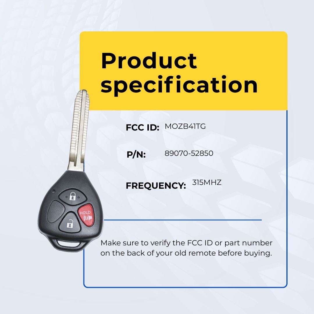 Replacement Keyless Remote Head Key Fob for Scion tC 2005-2012 FCC MOZB41TG Part Number 89070-52850 8907052850 Pack of 2