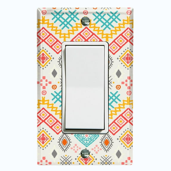 Metal Light Switch Plate Outlet Cover Ethnic Aztec Tribal Pattern SFR051