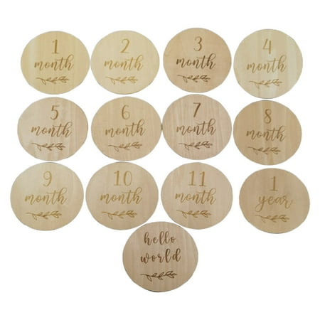 

SIEYIO 13Pcs Baby Wooden Cards Newborn Monthly Growth Recording Cards Photography Proop