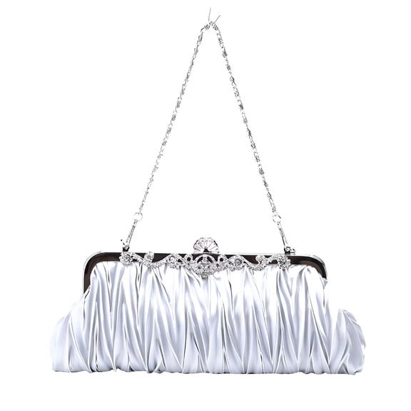 GASTROPOD New Dazzling Crystal Satin Evening Bag Clutch Cocktail Handbag Purse Silver Clutch Purses for Women Formal