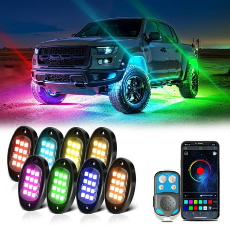 Image of Arealer Automobile lamp Function Suv Atv Led Led Adjustment Waterproof With App Bt 4 Key Sync With Function Atv Utv 8pcs Led Key Sync With Adjustment Waterproof With