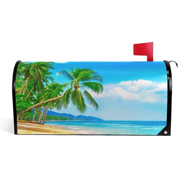 Beautiful Beach Magnetic Mailbox Cover MailWraps Garden Yard Home Decor for Outside Standard Size-18"x 20.8"