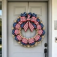 thumbnail image 4 of Patriotic Flag Wreath, Flag Inspired Red White Blue Wreath for Independence Day Memorial Day Decor, Outdoor Indoor Fourth of July Porch Wall Hanging Decoration, 4 of 7