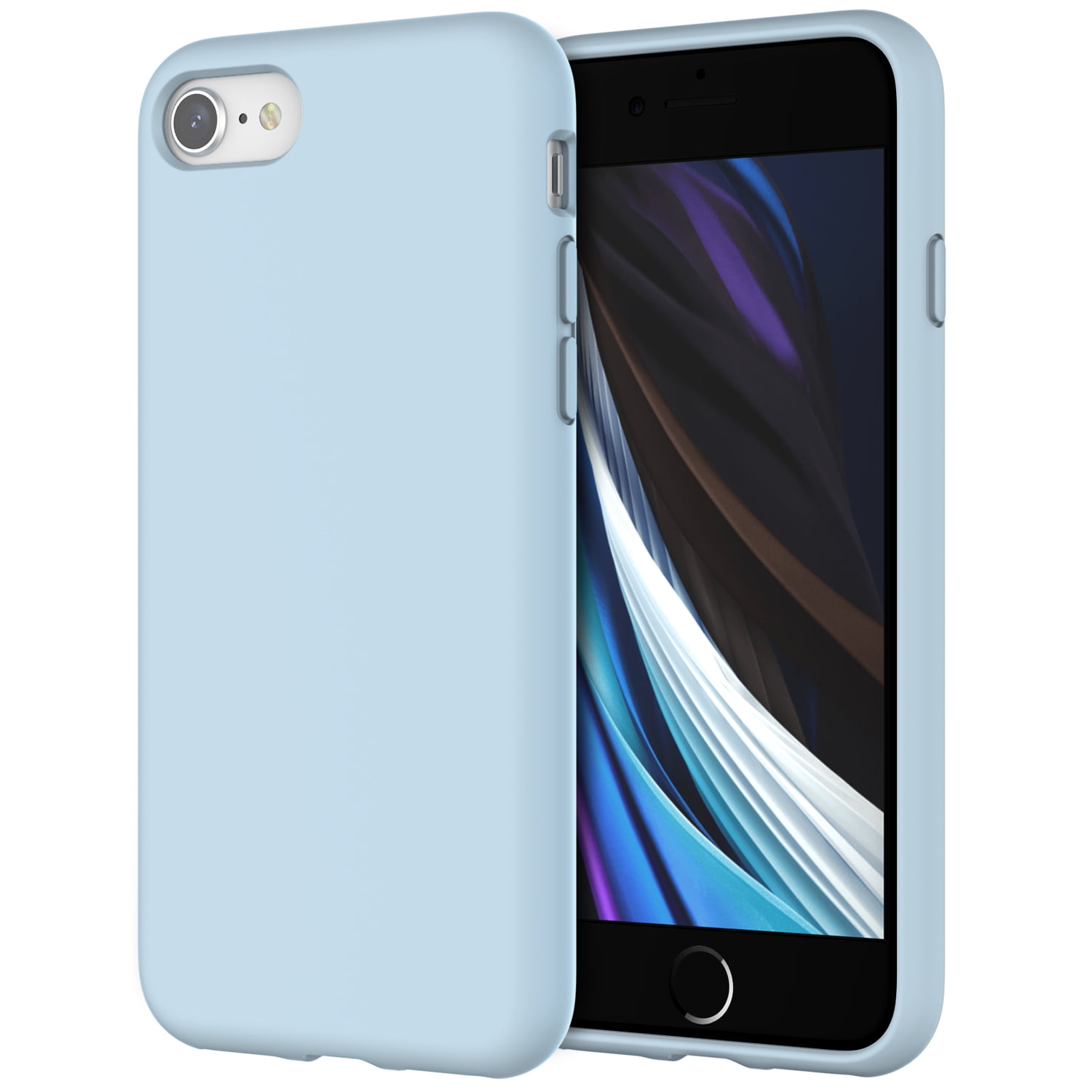 Silicone Case for iPhone SE 2020, iPhone 8 and iPhone 7, 4.7-Inch, Silky-Soft Touch Full-Body Protective Case, Shockproof Cover with Microfiber Lining, Blue