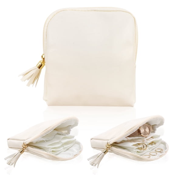Small Travel Jewelry Case, Compact Zipper Pouch Organizer for Earrings, Necklaces, Bracelets & Rings, Mother's Day Gift