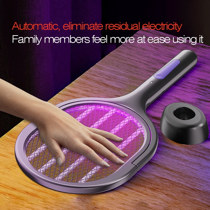 2-in-1 Retractable Electric Fly Swatter Racket - USB Rechargeable Bug Zapper with Mosquito Trap Lamp, Extended Handle Powerful Insect Killer for Home Bedroom Indoor Outdoor