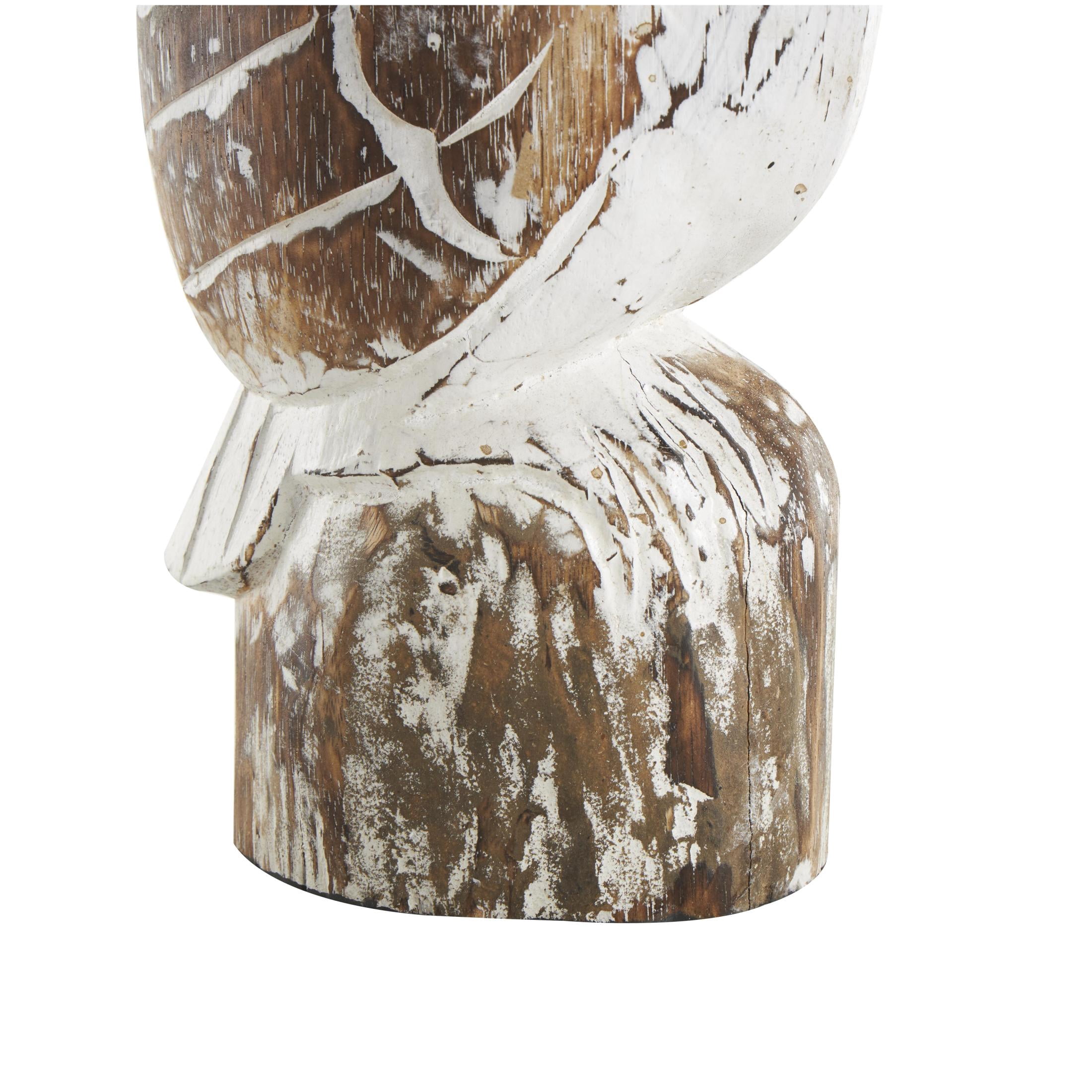 20", 16", 12"H White Wood Handmade Distressed Pelican Sculpture with Brown Accents, by DecMode (3 Count)