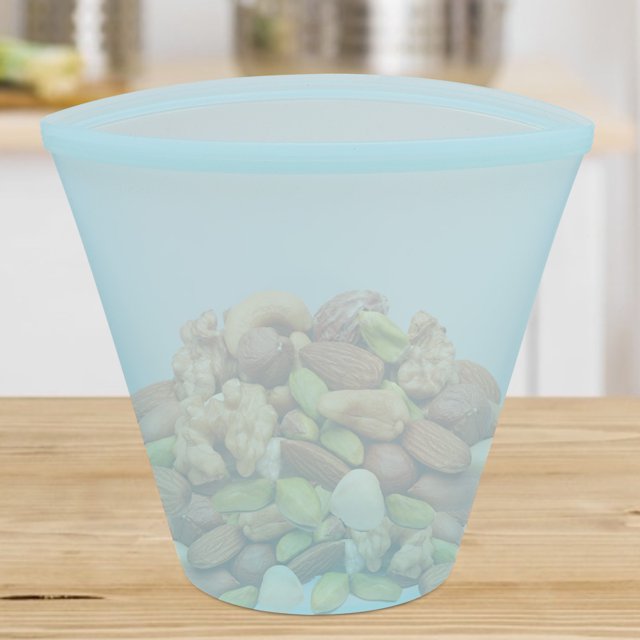 Bolsa de almacenamiento de alimentos, bolsa de sellado de recipientes de alimentos de silicona con forma de taza de 3 piezas, probada y confiable