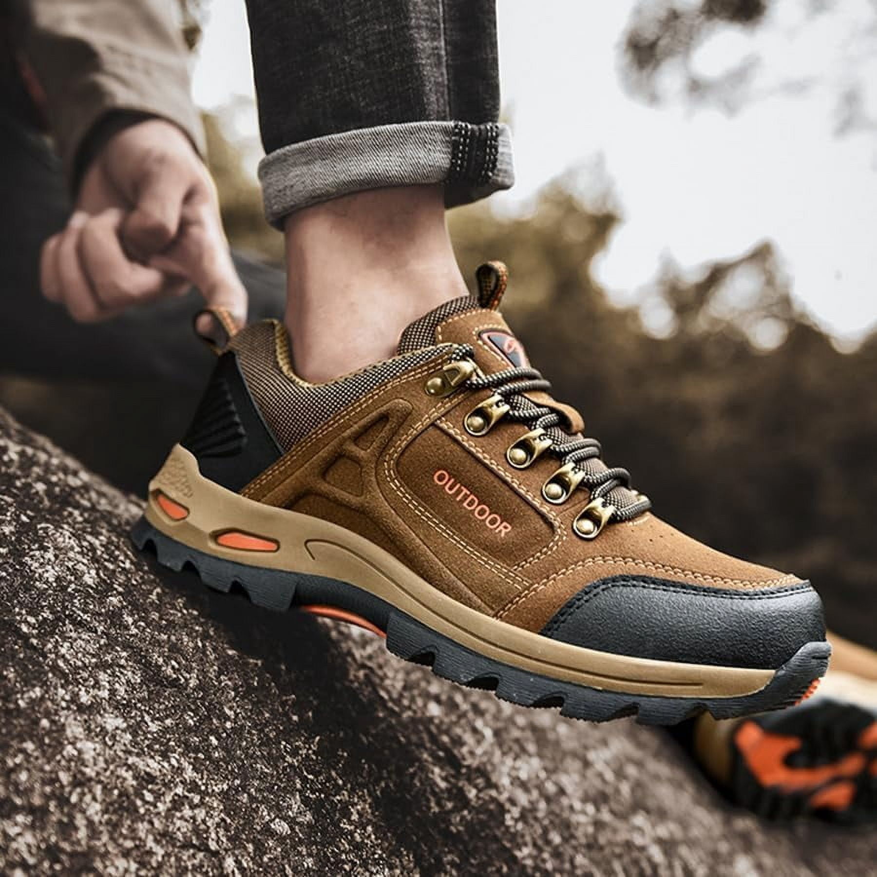 Men's Outdoor Waterproof Hiking Shoes Lightweight Non-Slip Trailing Trekking Sneakers for All Season Camping Walking Work Climbing Shoe