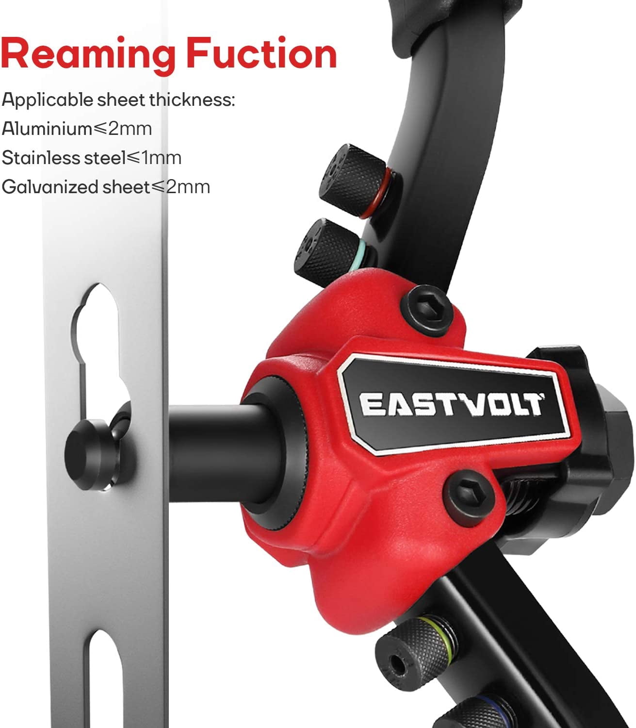 Eastvolt Rivet Nut Tool, 3 in 1 Hand Rivet, Rivet Gun Rivet Nut Tool Reamer 3 in 1 Set, Including 60Pcs Rivet Nuts, 6 Metric & SAE Mandrels and 2 Reaming Mandrels with Carrying Case