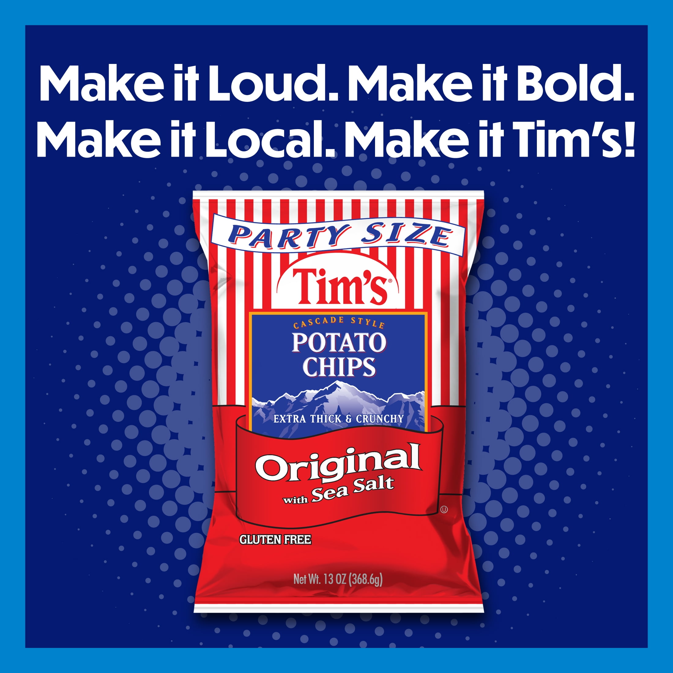 Tim's Cascade Snacks Original Sea Salt Cascade Style Potato Chips, Gluten-Free, Party Size, 13 oz